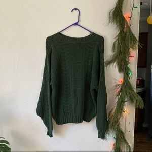 Unique Green Cable Knit Sweater